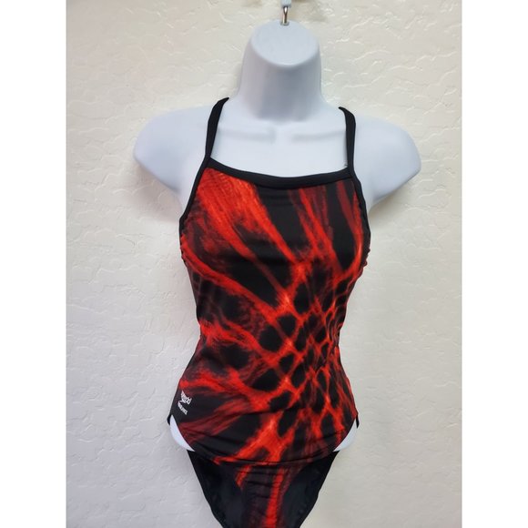 Speedo Endurance+ Angles Free Back Womens Performance Racing Swimsuit Red, Size - Picture 3 of 6